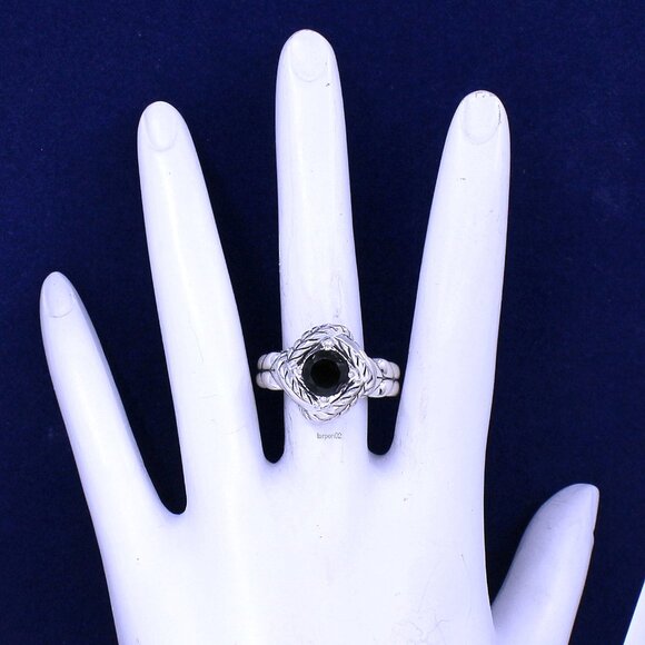 John Hardy JAI Black Spinel 1.40ct Basketweave Sterling Silver Ring - 7 NIB - Picture 3 of 13